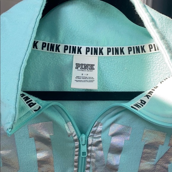 PINK quarter zip pullover with shiny letters - Picture 5 of 6